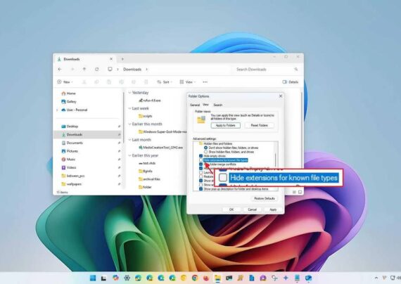 نمایش پسوند فایل ها در ویندوز