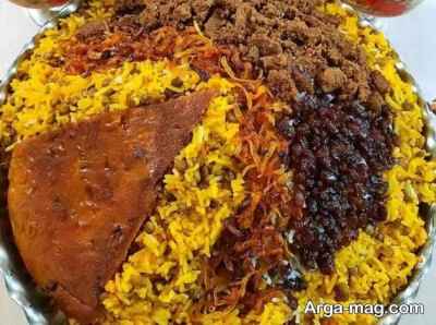 عدس پلو با گوشت چرخ کرده با زعفران