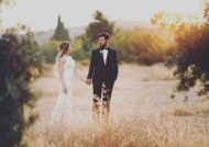 ژست عکس پاییزی عروس با غروب
