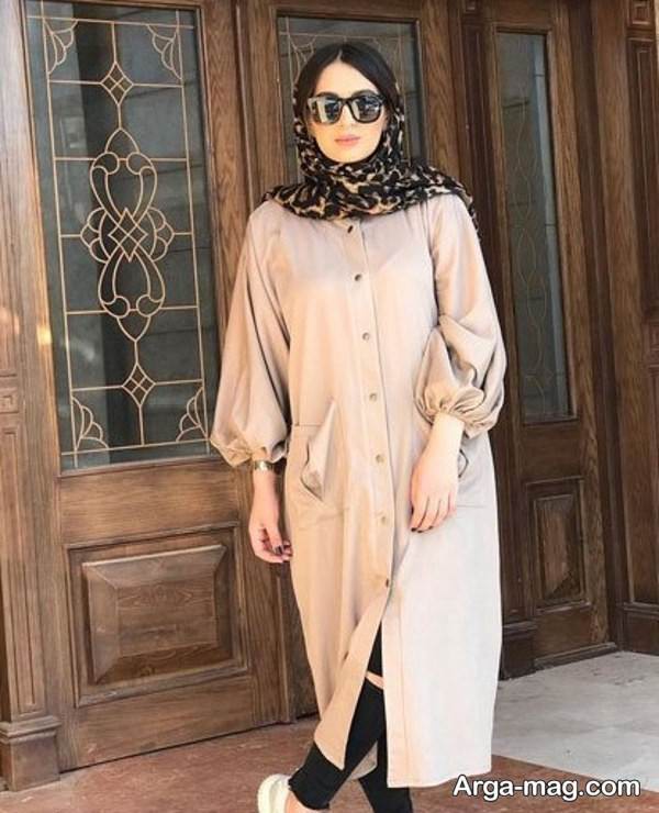  تیپ ساده با مانتو کرم