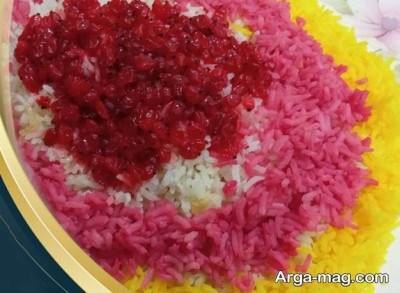 ایده تزیینات زیبا برنج با پودر لبو