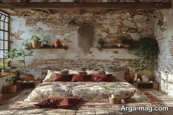 دیوار آجری در طراحی اتاق خواب