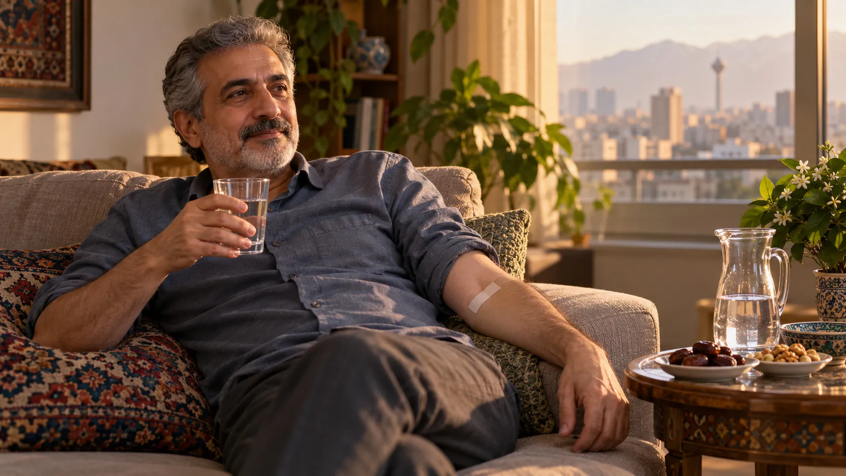 استراحت و نوشیدن آب بعد از فصد خون در خانه