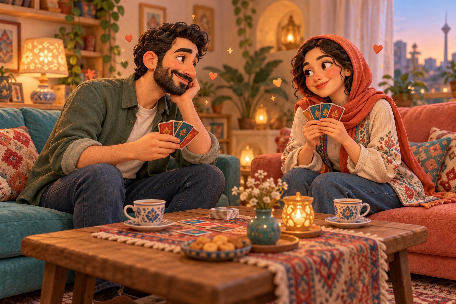 تصویرسازی فانتزی از بازی دونفره زوج ها در خانه